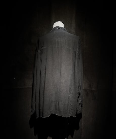 Vintage damage Distressed Rayon Long Sleeve Shirt - Black