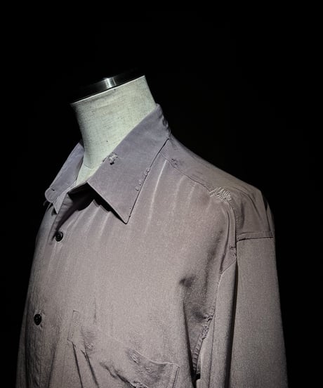 Distressed Satin-Look Relaxed Shirt