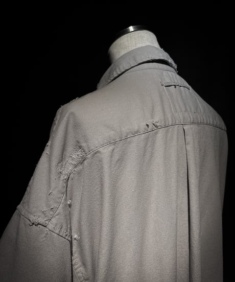 Faded Open Collar Oversized Shirt - Ash Grey