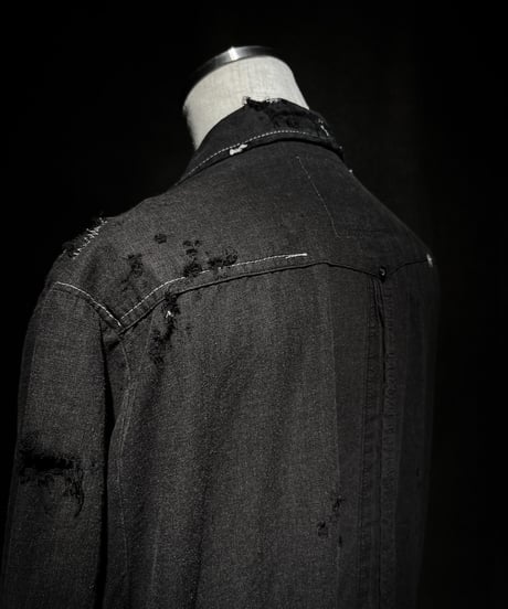 Distressed Linen Cuban Shirt - Black