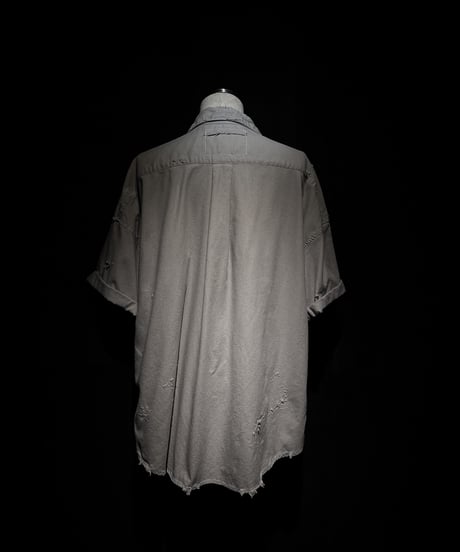 Faded Open Collar Oversized Shirt - Ash Grey