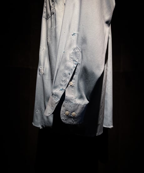 Faded Ice Blue Distressed Shirt