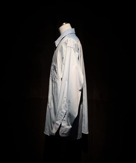Faded Ice Blue Distressed Shirt