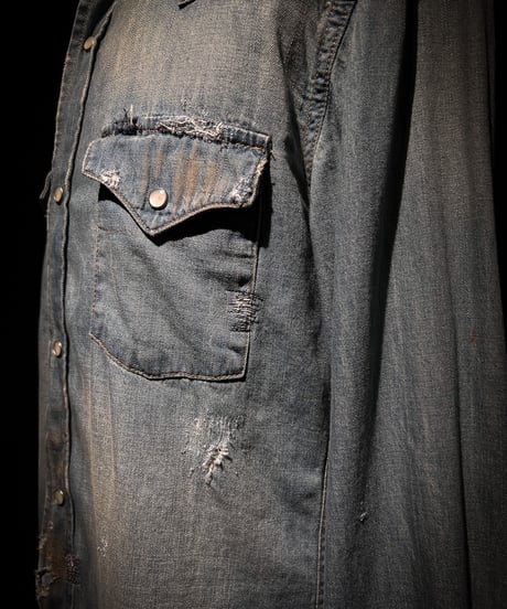 Faded Western Denim Repair Shirt