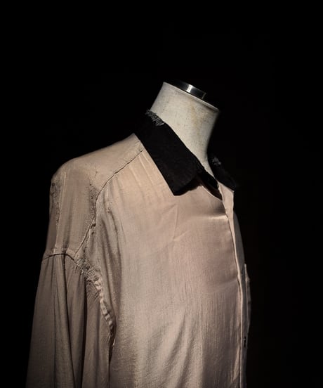 Faded Two-Tone Distressed Rayon Shirt