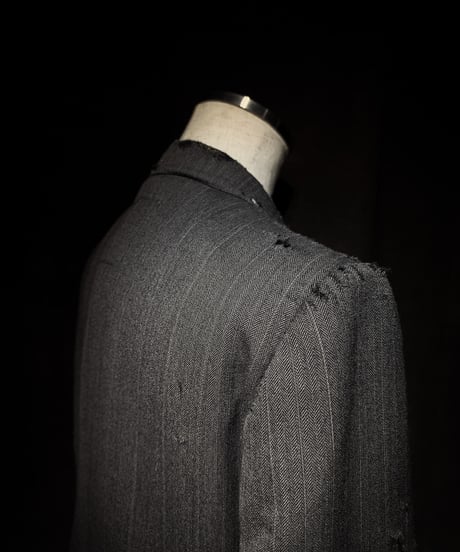 Faded Herringbone Distressed Double-Breasted Jacket
