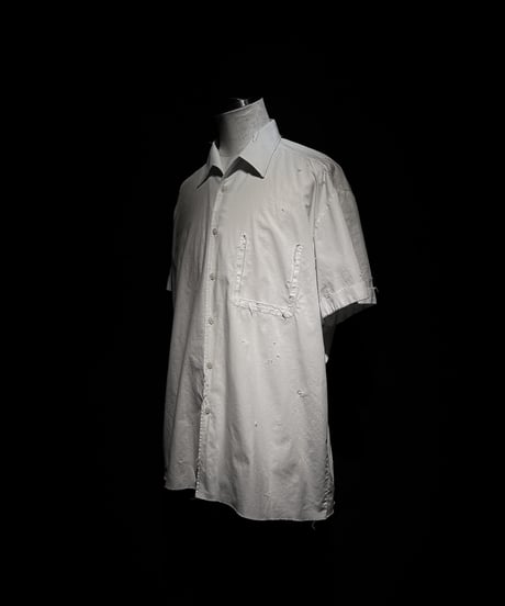 Short Sleeve Open Collar Shirt - White