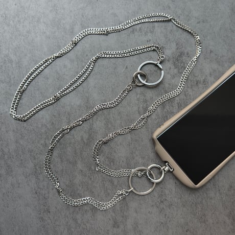 📮￤ALLｽﾃﾝﾚｽ 2line ｽﾏﾎｼｮﾙﾀﾞｰ(Silver)