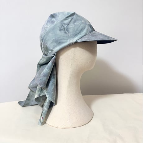 90cm Carré／【一点もの】手染め 月虹Gray スカーフキャップ90cm角