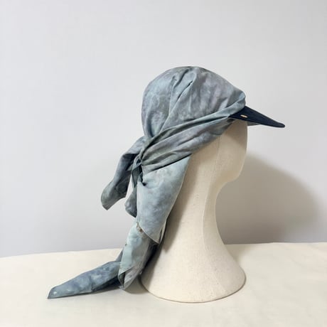 90cm Carré／【一点もの】手染め 月虹Gray スカーフキャップ90cm角