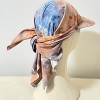 70cm Carré／【一点もの】手染め 月虹Orange x Navy スカーフキャップ70cm角