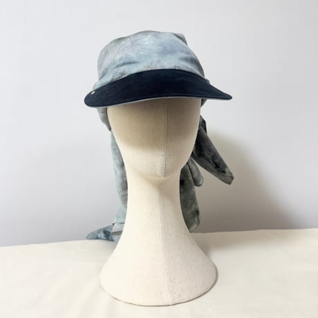 90cm Carré／【一点もの】手染め 月虹Gray スカーフキャップ90cm角