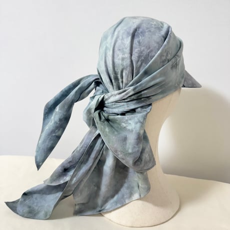 90cm Carré／【一点もの】手染め 月虹Gray スカーフキャップ90cm角