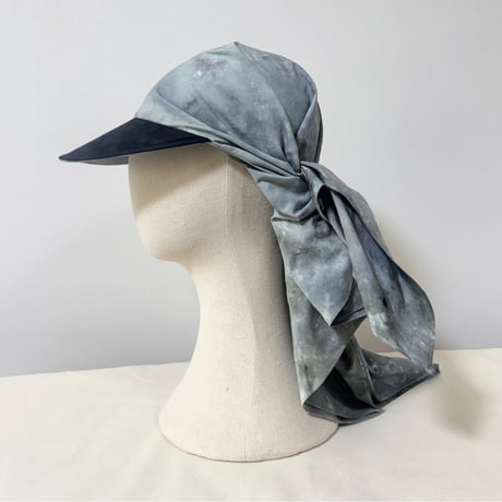 90cm Carré／【一点もの】手染め 月虹Gray スカーフキャップ90cm角
