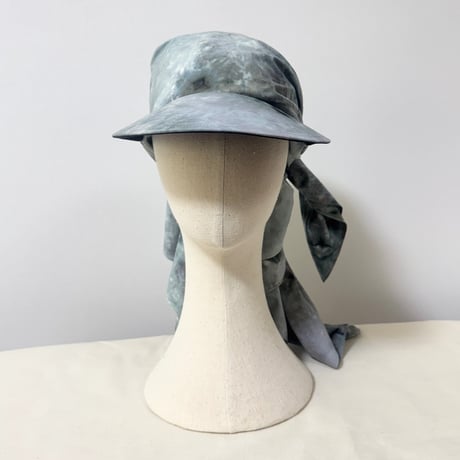 90cm Carré／【一点もの】手染め 月虹Gray スカーフキャップ90cm角