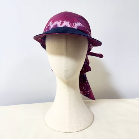 70cm Carré／【一点もの】手染め 月虹ヴィンテージレッド スカーフキャップ70cm角