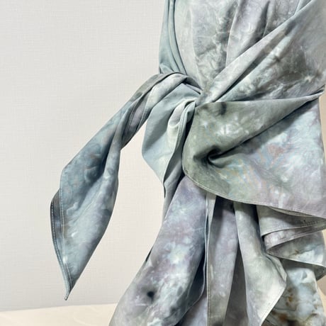 90cm Carré／【一点もの】手染め 月虹Gray スカーフキャップ90cm角