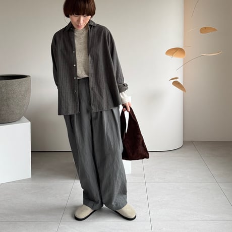 RAW MELANGE COTTON JERSEY   Layered Long T-shirt  【MOKU-GRAY】