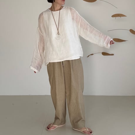LINEN VOILE GAUZE PULLOVER / WHITE