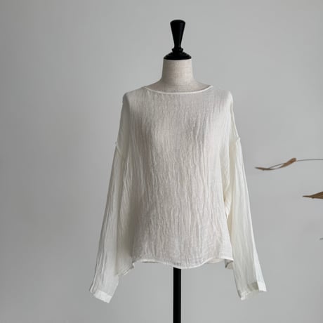 LINEN VOILE GAUZE PULLOVER / WHITE