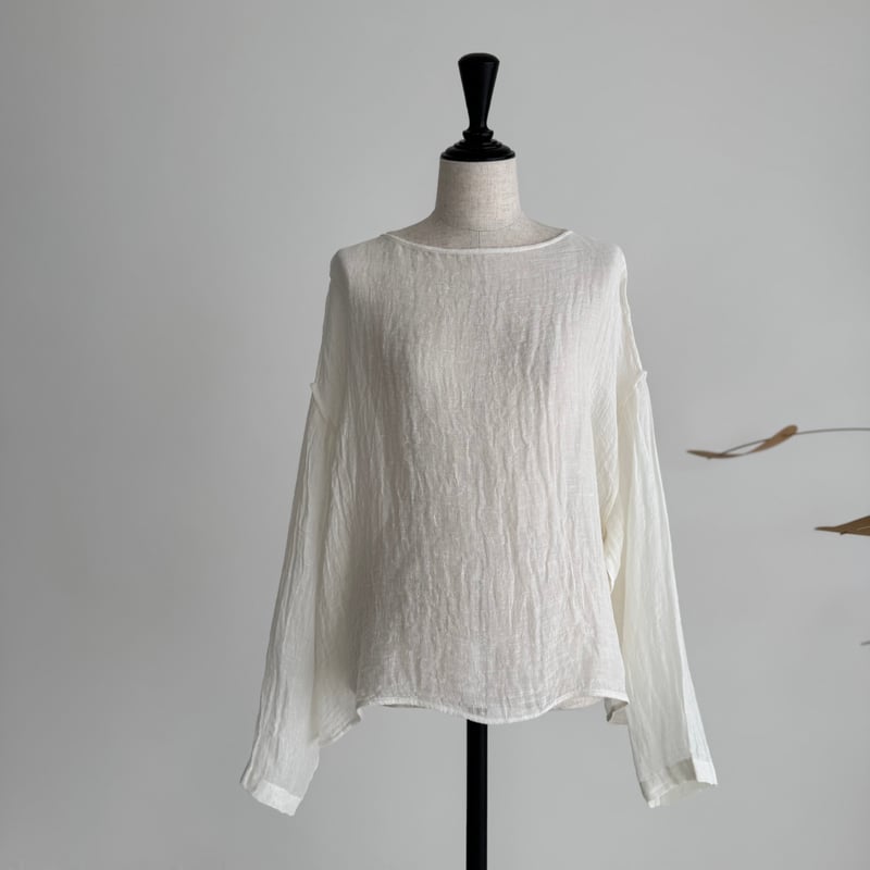 トップス LINEN VOILE GAUZE PULLOVER/BEIGE LINEN VOILE GAUZE PULLOVER / WHITE | ARGUE
