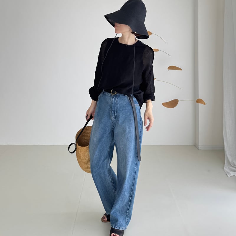 LINEN VOILE GAUZE PULLOVER / BLACK | ARGUE