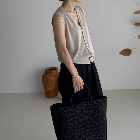 V-NECK KNIT VEST / GRAGE