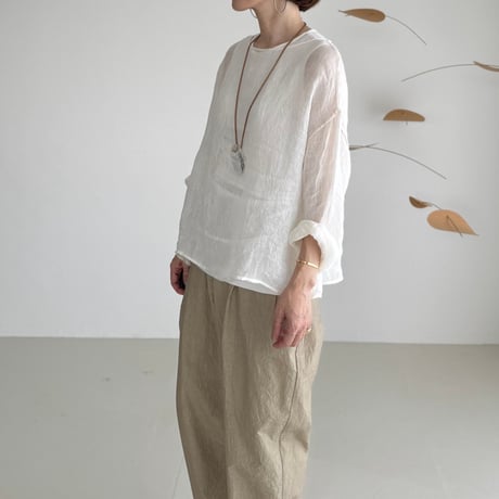 LINEN VOILE GAUZE PULLOVER / WHITE