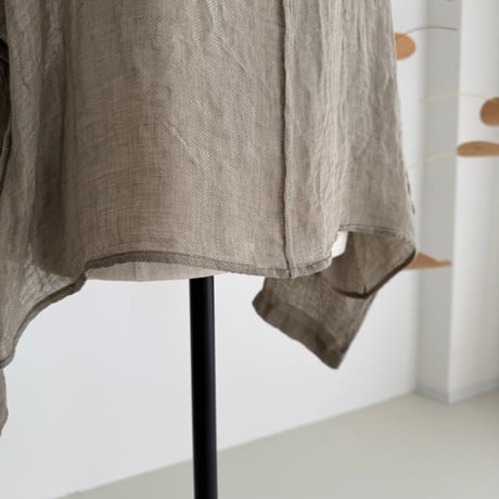LINEN VOILE GAUZE PULLOVER / DARK-BEIGE