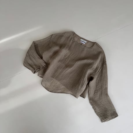 LINEN VOILE GAUZE PULLOVER / DARK-BEIGE