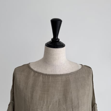 LINEN VOILE GAUZE PULLOVER / DARK-BEIGE