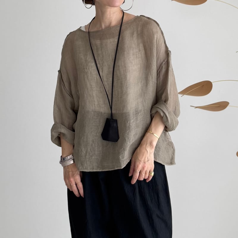 トップス LINEN VOILE GAUZE PULLOVER/BEIGE LINEN VOILE GAUZE PULLOVER / DARK-BEIGE | ARGUE