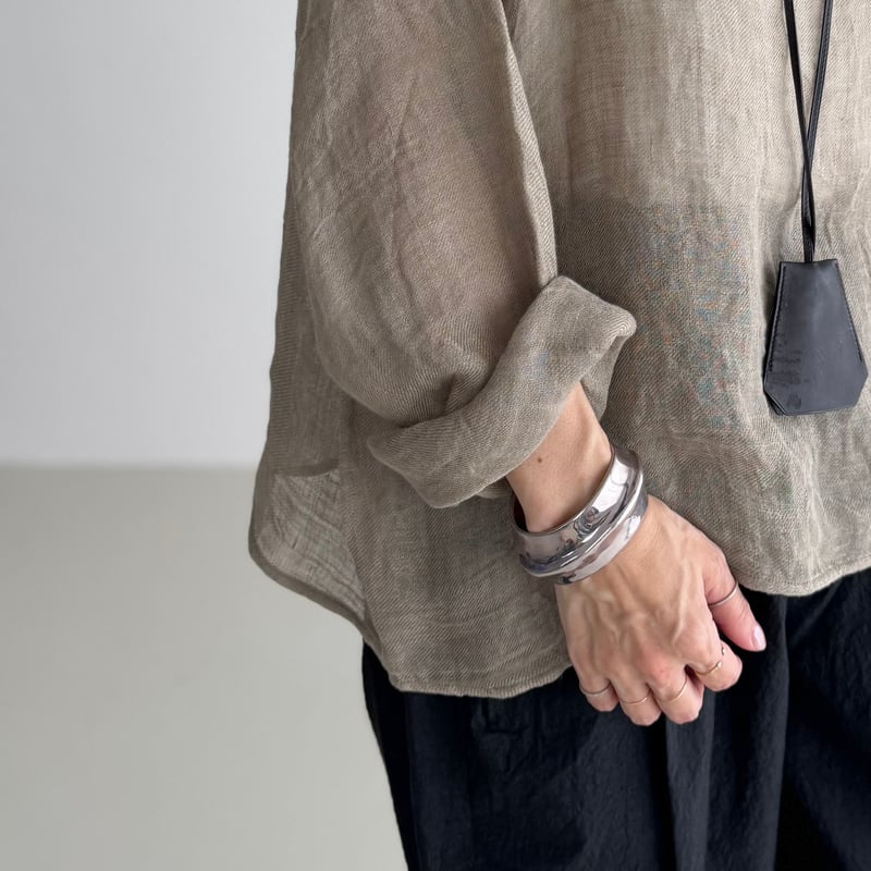 LINEN VOILE GAUZE PULLOVER / DARK-BEIGE | ARGUE