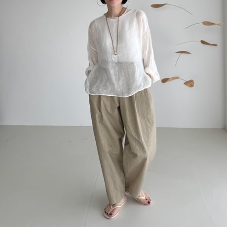 LINEN VOILE GAUZE PULLOVER / WHITE