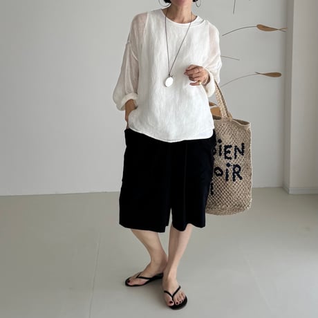 LINEN VOILE GAUZE PULLOVER / WHITE