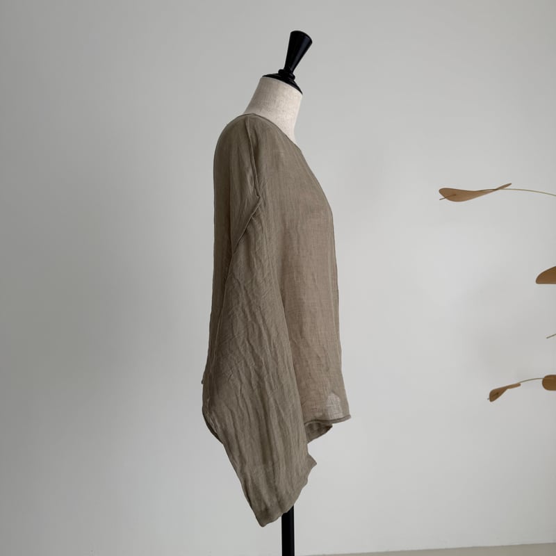 トップス LINEN VOILE GAUZE PULLOVER/BEIGE LINEN VOILE GAUZE PULLOVER / DARK-BEIGE | ARGUE