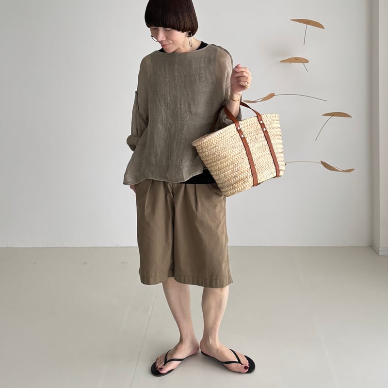 LINEN VOILE GAUZE PULLOVER / DARK-BEIGE | ARGUE