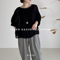 LINEN VOILE GAUZE PULLOVER / BLACK