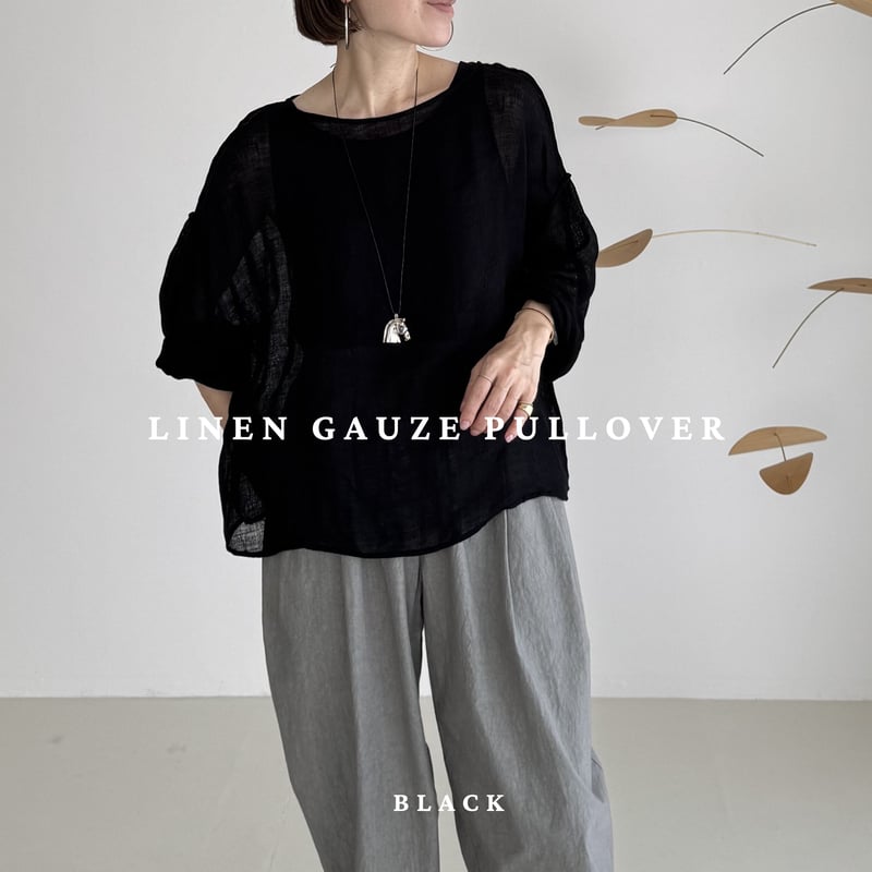 LINEN VOILE GAUZE PULLOVER / BLACK | ARGUE