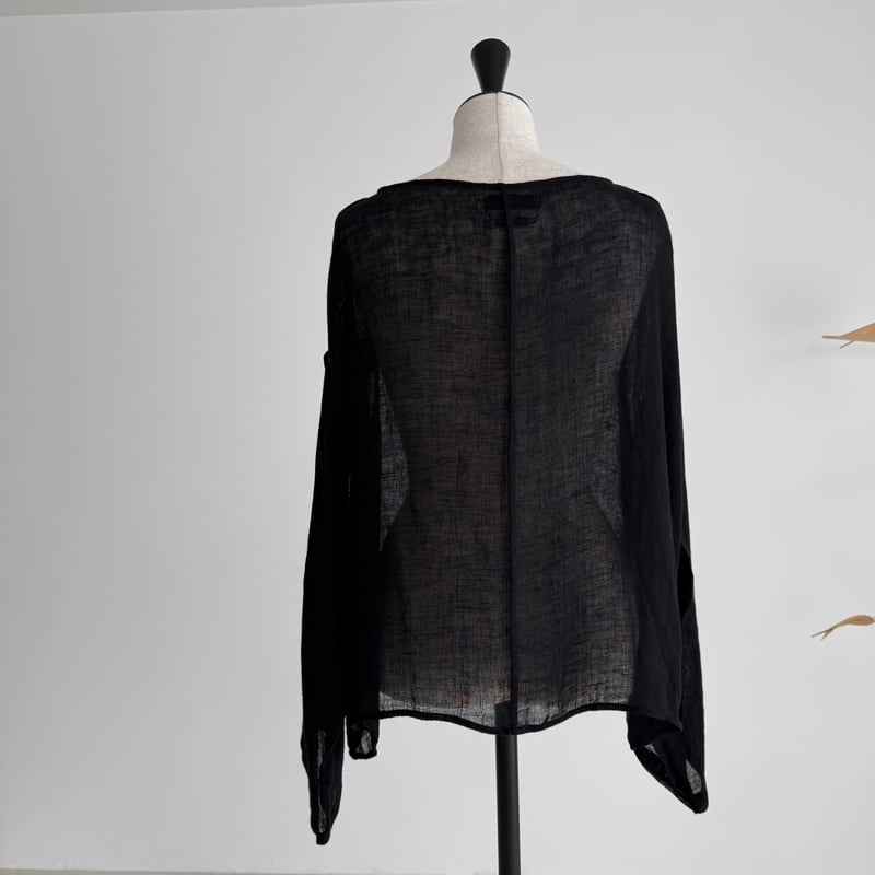LINEN VOILE GAUZE PULLOVER / BLACK | ARGUE
