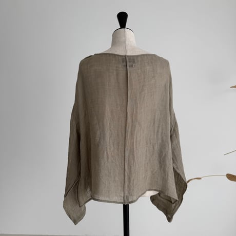 LINEN VOILE GAUZE PULLOVER / DARK-BEIGE