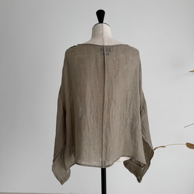 LINEN VOILE GAUZE PULLOVER / DARK-BEIGE | ARGUE