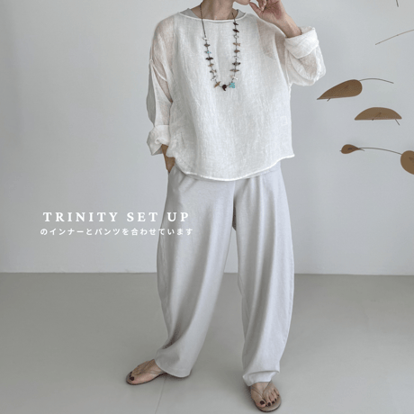 LINEN VOILE GAUZE PULLOVER / WHITE