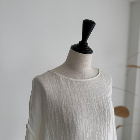 LINEN VOILE GAUZE PULLOVER / WHITE