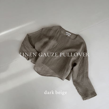 LINEN VOILE GAUZE PULLOVER / DARK-BEIGE