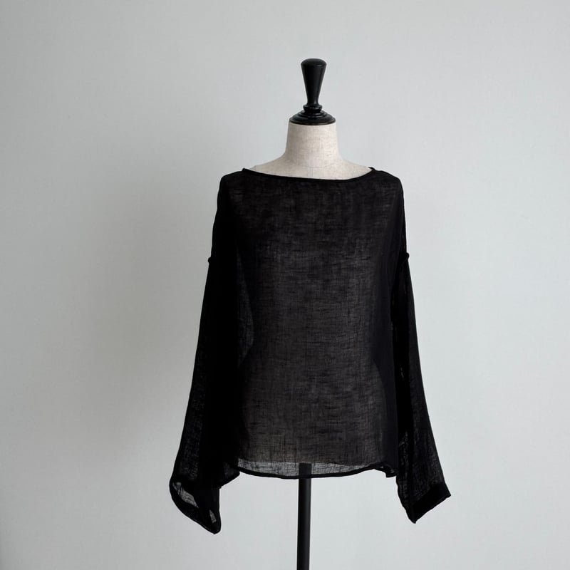 LINEN VOILE GAUZE PULLOVER / BLACK | ARGUE