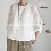 LINEN VOILE GAUZE PULLOVER / WHITE