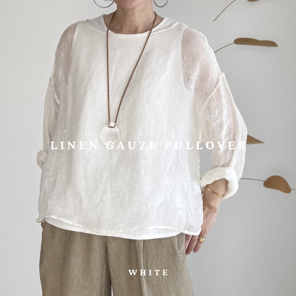argue【24SS美品】LINEN VOILE GAUZE PULLOVER LINEN VOILE GAUZE PULLOVER / WHITE | ARGUE