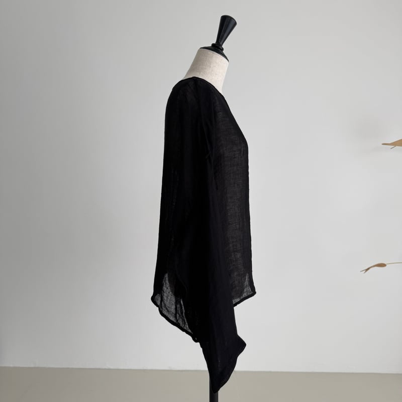 LINEN VOILE GAUZE PULLOVER / BLACK | ARGUE