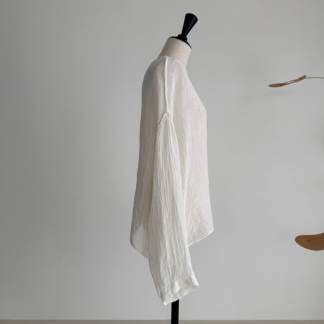 LINEN VOILE GAUZE PULLOVER / WHITE